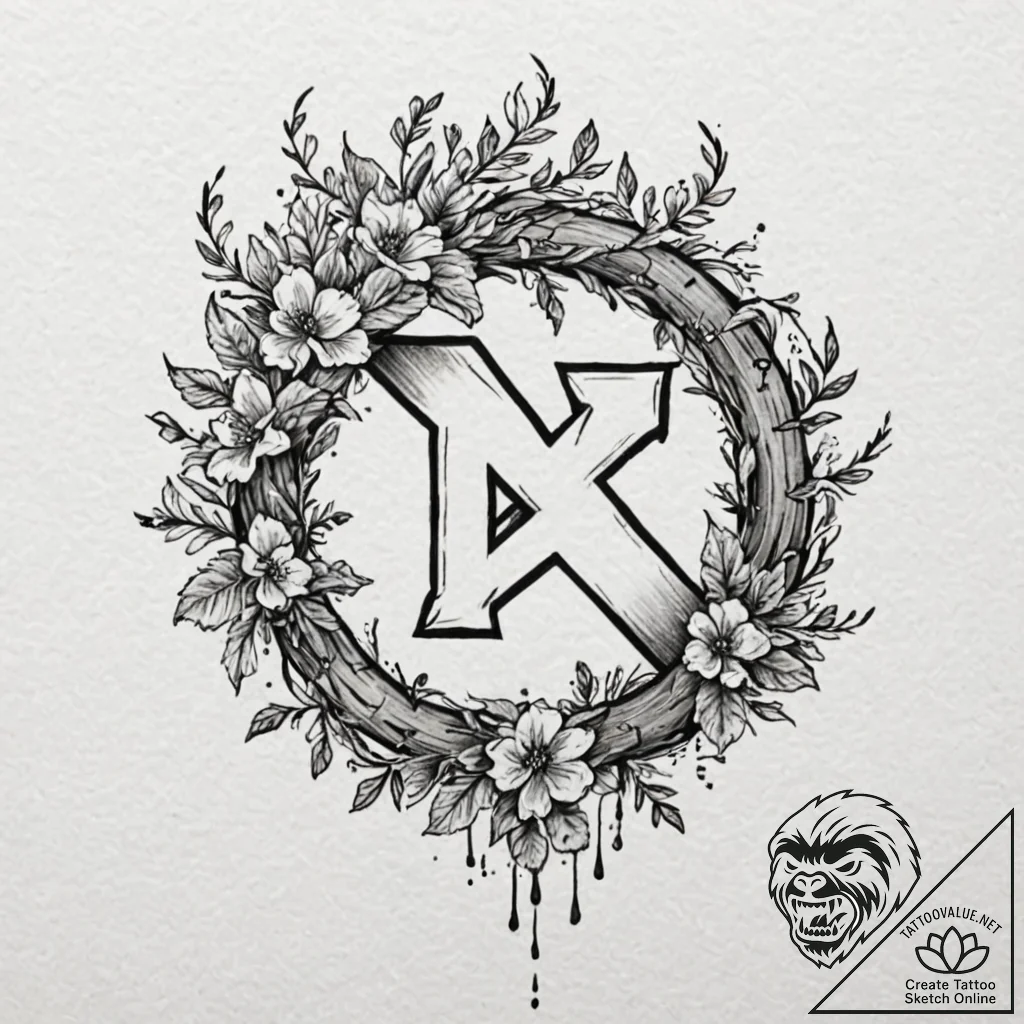 Withered bloom devouring ancient rune, artist... - tattoo sketch (№1752511882_0, 14.07.2025 16:51) — tattoovalue.net