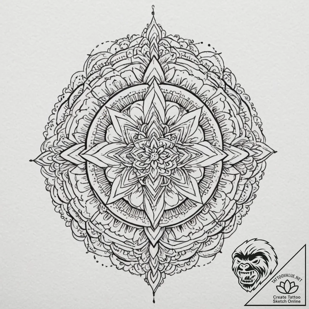 Pine needle crown devouring light, tattoo lin... - tattoo sketch (№1752512392_0, 14.07.2025 16:59) — tattoovalue.net