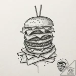 A quirky burger with fries and a milkshake, m… – tattoo sketch (№1752512477_0, 14.07.2025 17:01) — tattoovalue.net