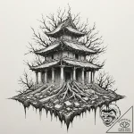 Bone roots beneath shattered temple, concept… – tattoo sketch (№1752512648_0, 14.07.2025 17:04) — tattoovalue.net