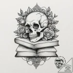 A whimsical bird perched on a book, knowledge… – tattoo sketch (№1752512819_0, 14.07.2025 17:06) — tattoovalue.net