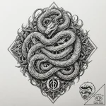 Labyrinth serpent devouring light, artistic t… – tattoo sketch (№1752512904_0, 14.07.2025 17:08) — tattoovalue.net