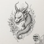 Horned wings devouring starlight, ink illustr… – tattoo sketch (№1752512990_0, 14.07.2025 17:09) — tattoovalue.net