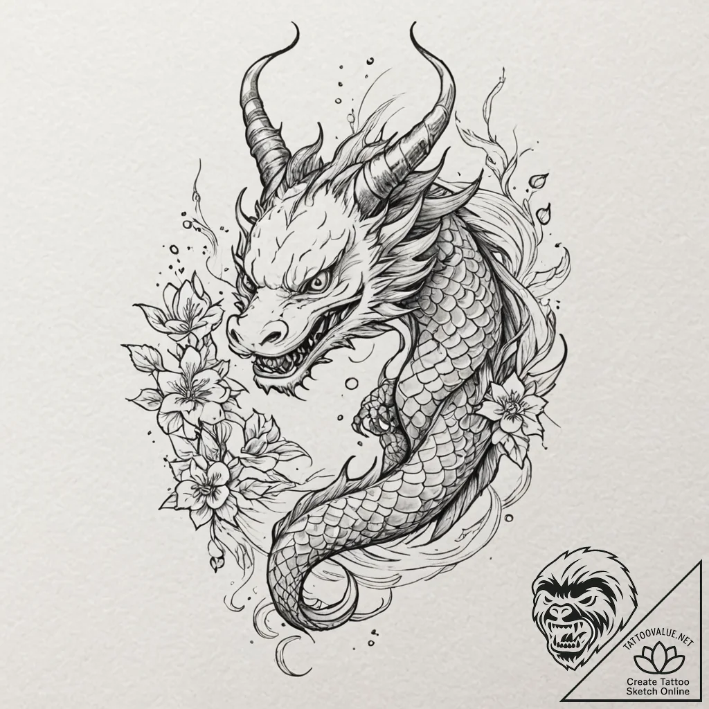 Horned wings devouring starlight, ink illustr... - tattoo sketch (№1752512990_0, 14.07.2025 17:09) — tattoovalue.net