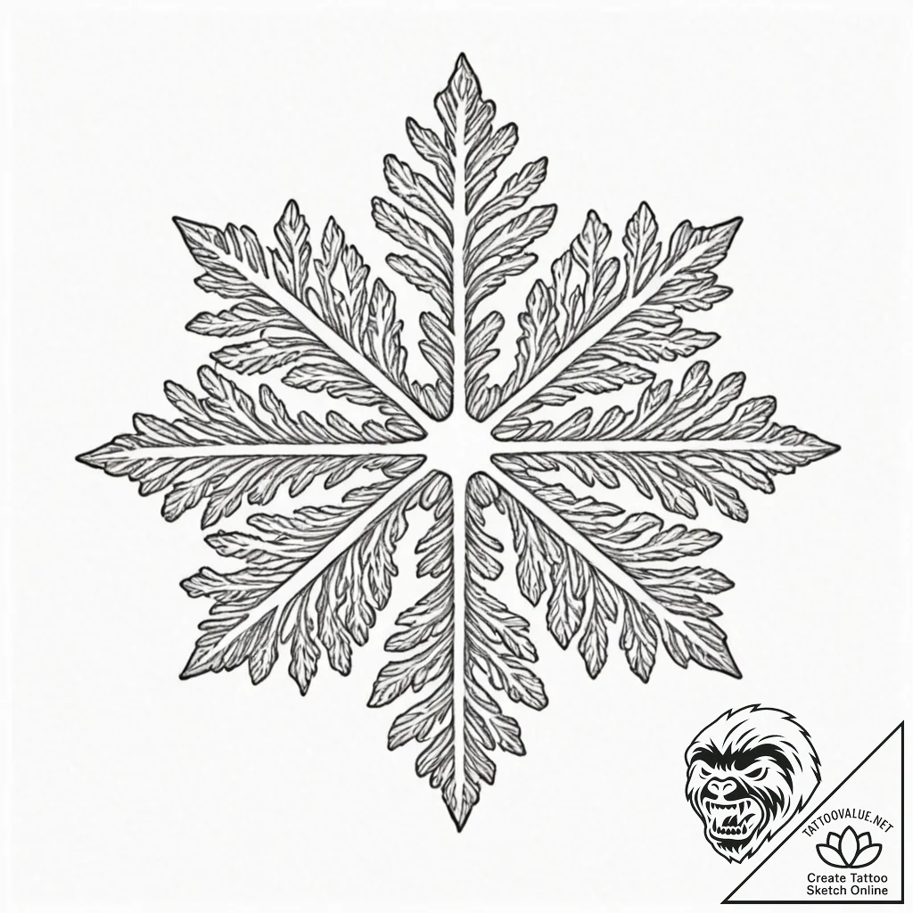 Snowflake under a microscope - tattoo sketch (№1752513331_0, 14.07.2025 17:15) — tattoovalue.net