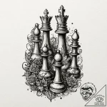 Queen chess piece, powerful and strategic, co… – tattoo sketch (№1752513503_0, 14.07.2025 17:18) — tattoovalue.net