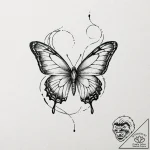 Ashen butterfly with charred wings, tattoo dr… – tattoo sketch (№1752513675_0, 14.07.2025 17:21) — tattoovalue.net