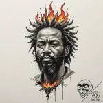 Burning spear splitting storm, tattoo drawing… – tattoo sketch (№1752513761_0, 14.07.2025 17:22) — tattoovalue.net