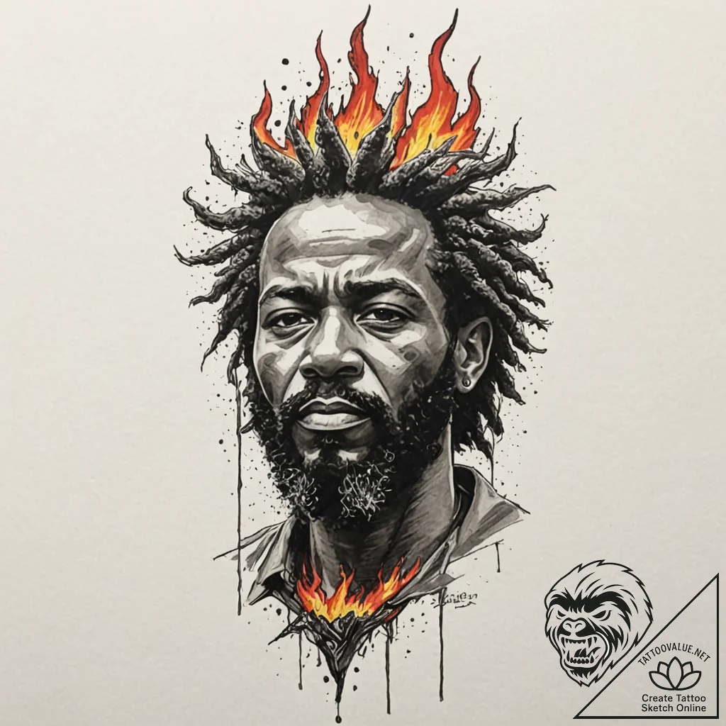 Burning spear splitting storm, tattoo drawing... - tattoo sketch (№1752513761_0, 14.07.2025 17:22) — tattoovalue.net