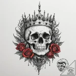 Seaweed crown beneath bone spire, artistic ta… – tattoo sketch (№1752513846_0, 14.07.2025 17:24) — tattoovalue.net
