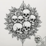 Flock of birds, tattoo line art, on a clean w… – tattoo sketch (№1752514752_0, 14.07.2025 17:39) — tattoovalue.net