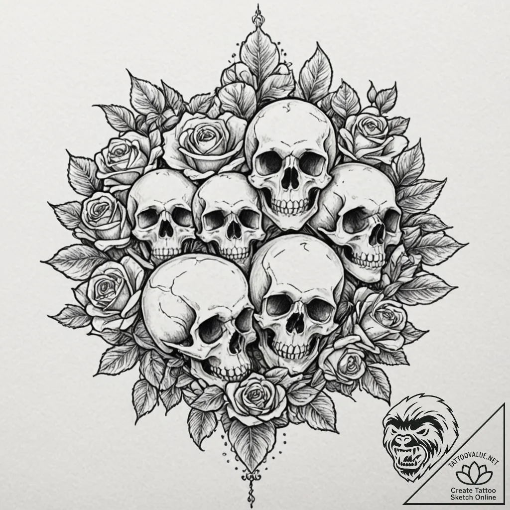 Flock of birds, tattoo line art, on a clean w... - tattoo sketch (№1752514752_0, 14.07.2025 17:39) — tattoovalue.net