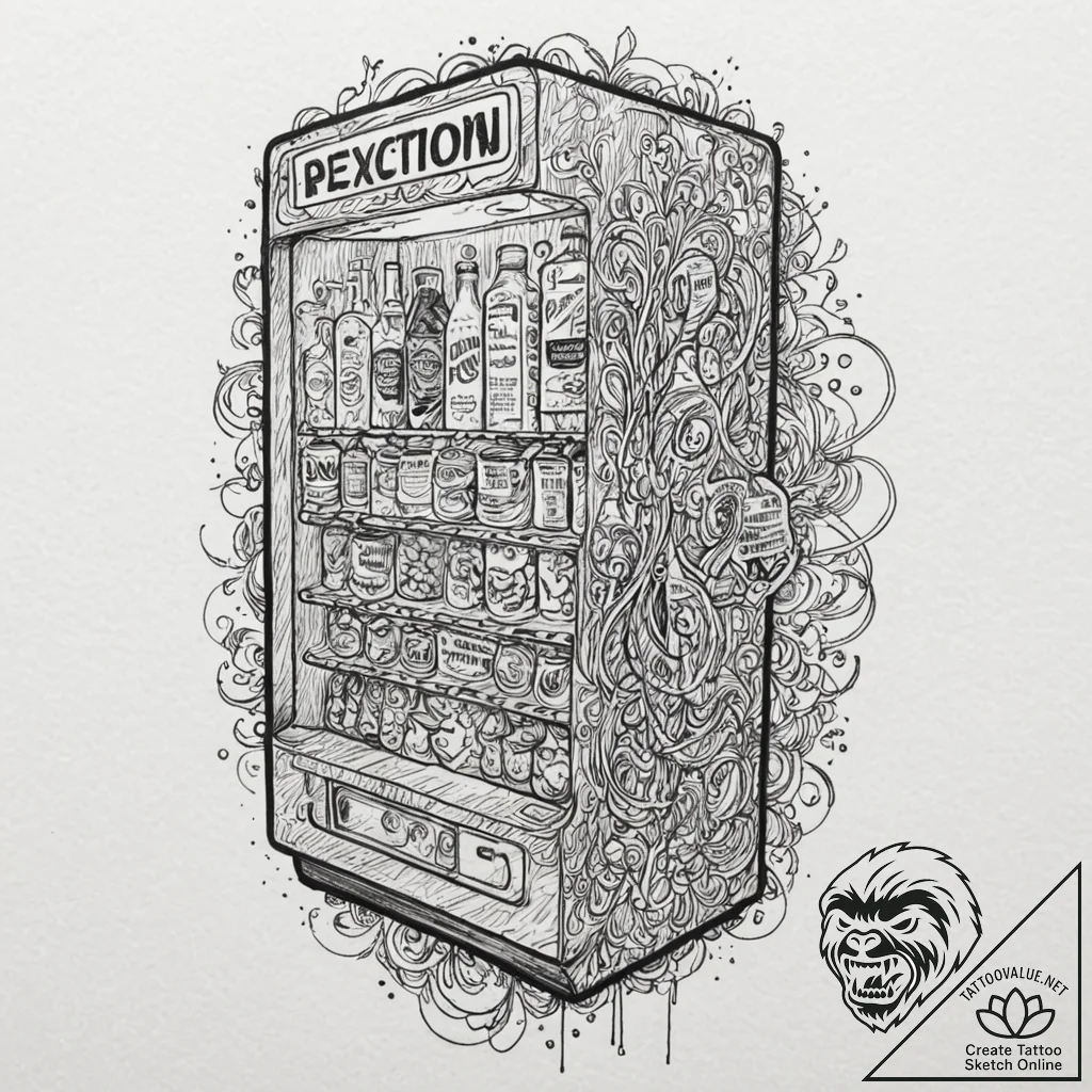Vending machine selling snacks and drinks, ta... - tattoo sketch (№1752515008_0, 14.07.2025 17:43) — tattoovalue.net