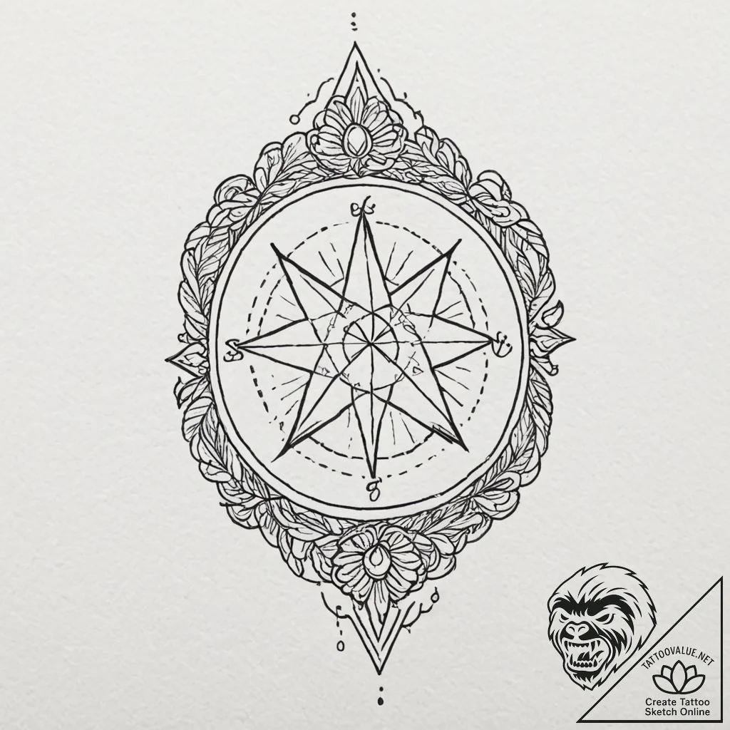 An old, leather-bound grimoire, tattoo flash... - tattoo sketch (№1752515092_0, 14.07.2025 17:44) — tattoovalue.net