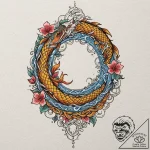 Crystal serpent coiled around moon, tattoo fl… – tattoo sketch (№1752515178_0, 14.07.2025 17:46) — tattoovalue.net