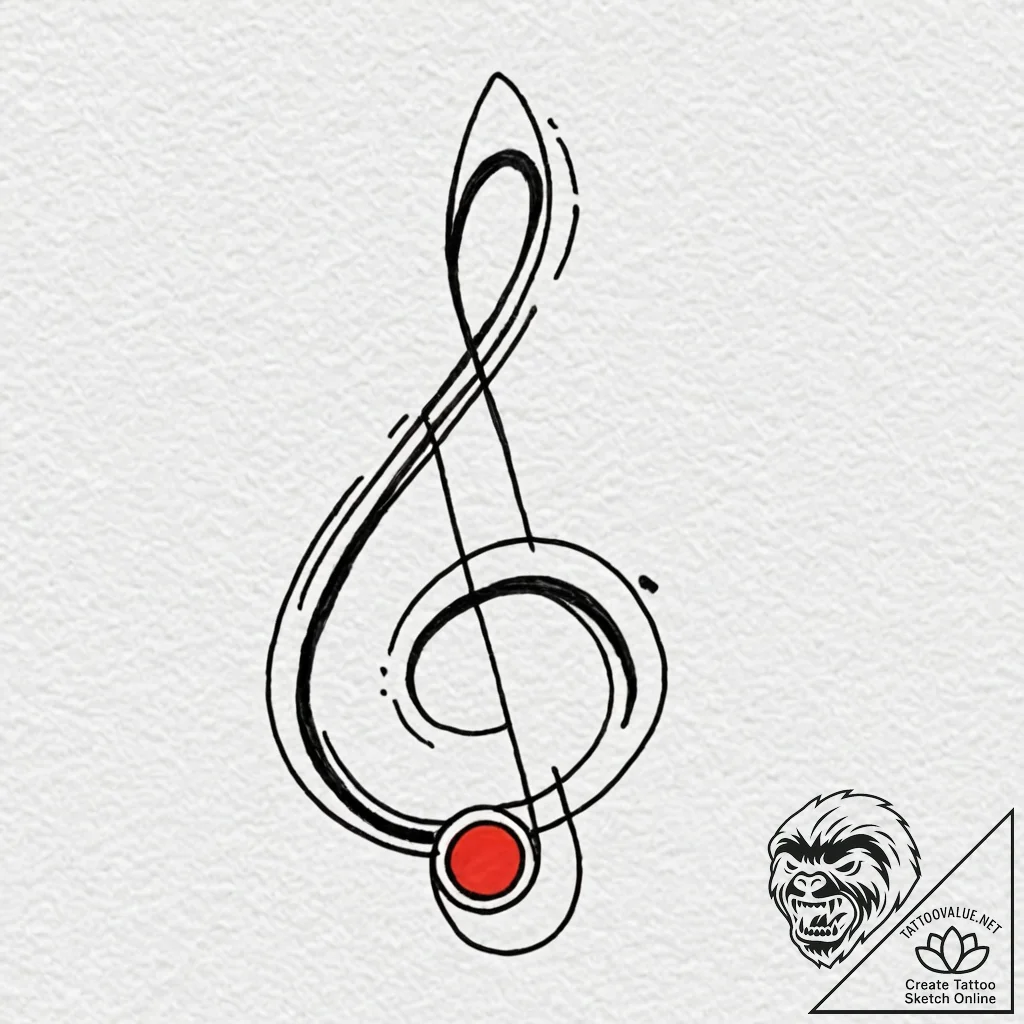 Quarter note, simple and timeless, for a musi... - tattoo sketch (№1752515265_0, 14.07.2025 17:47) — tattoovalue.net