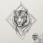 Astral tiger prowling stars, tattoo flash she… – tattoo sketch (№1752515435_0, 14.07.2025 17:50) — tattoovalue.net