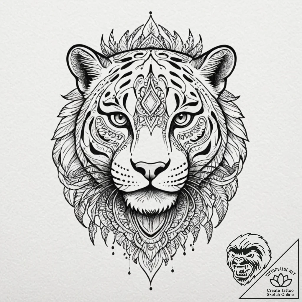 Jaguar warrior from aztec mythology, with obs... - tattoo sketch (№1752515606_0, 14.07.2025 17:53) — tattoovalue.net
