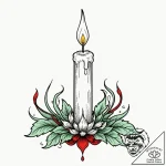Ancient candle burning green, ink illustratio… – tattoo sketch (№1752516051_0, 14.07.2025 18:00) — tattoovalue.net