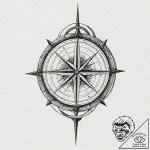 Mariner compass cracked in bone hand, tattoo… – tattoo sketch (№1752516291_0, 14.07.2025 18:04) — tattoovalue.net