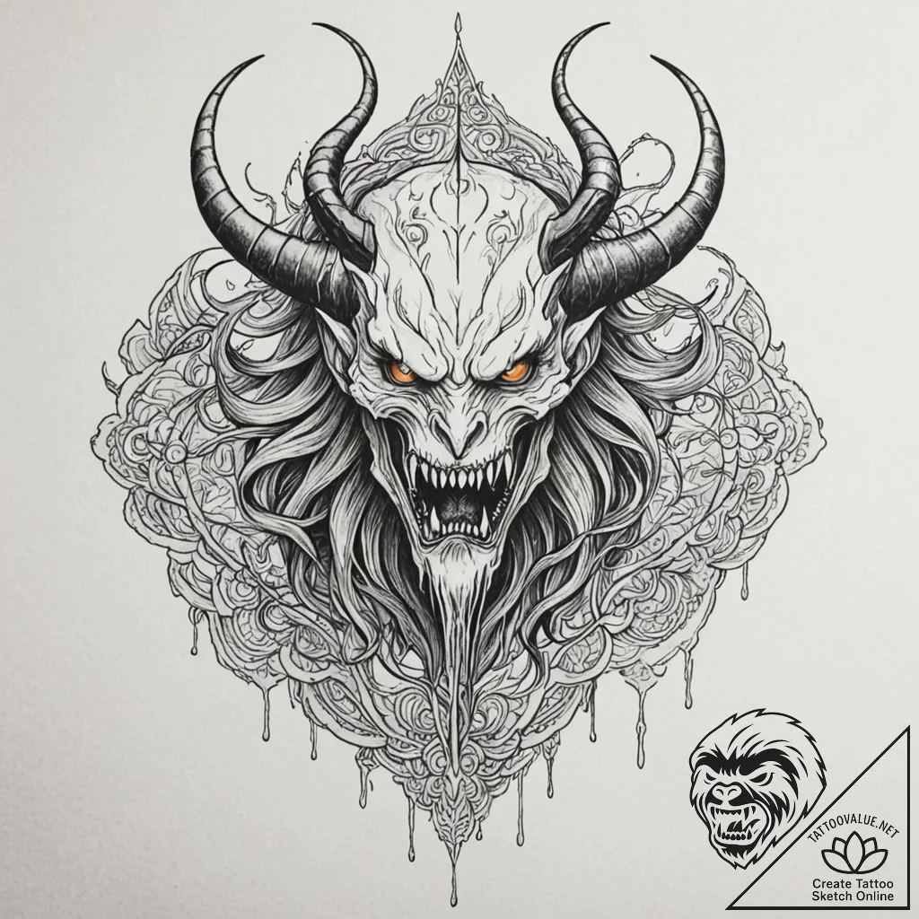 Demon talon tearing through veil, tattoo line... - tattoo sketch (№1752516375_0, 14.07.2025 18:06) — tattoovalue.net