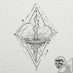 Fountain pen leaking a nebula onto parchment,… – tattoo sketch (№1752517060_0, 14.07.2025 18:17) — tattoovalue.net