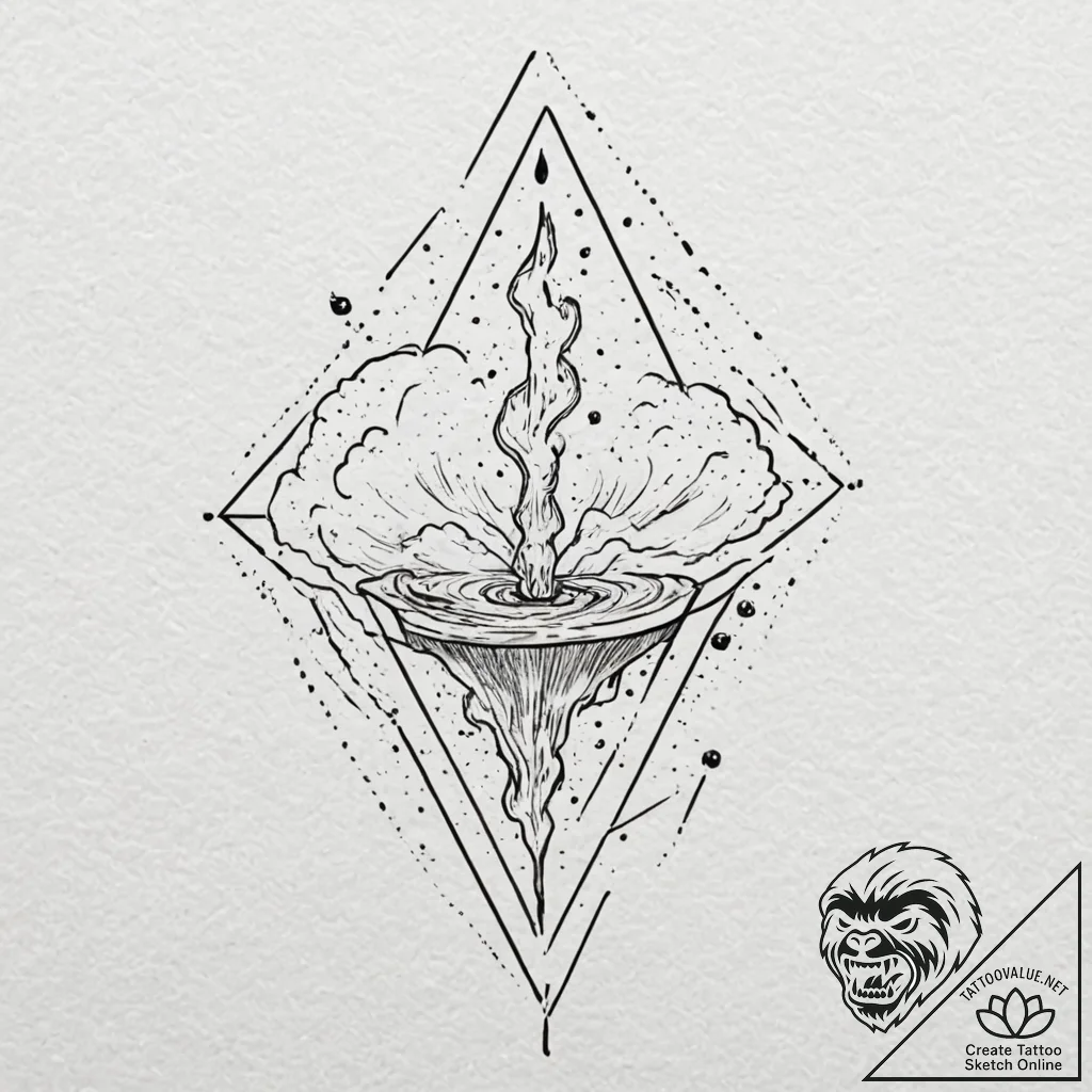 Fountain pen leaking a nebula onto parchment,... - tattoo sketch (№1752517060_0, 14.07.2025 18:17) — tattoovalue.net
