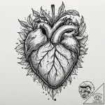 Animated heart bleeding light, ink illustrati… – tattoo sketch (№1752517401_0, 14.07.2025 18:23) — tattoovalue.net