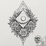 Pyramid eclipsed by twin moons, tattoo sketch… – tattoo sketch (№1752518090_0, 14.07.2025 18:34) — tattoovalue.net