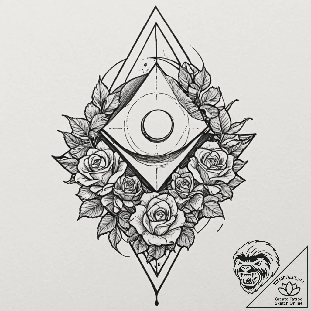 Pyramid eclipsed by twin moons, tattoo sketch... - tattoo sketch (№1752518090_0, 14.07.2025 18:34) — tattoovalue.net