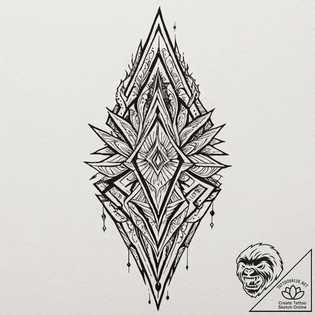 Arrowhead with tribal carvings, tattoo line a... - tattoo sketch (№1752518261_0, 14.07.2025 18:37) — tattoovalue.net