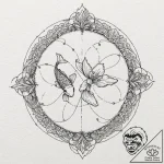 Orange koi circling lily pond, tattoo sketch… – tattoo sketch (№1752518347_0, 14.07.2025 18:39) — tattoovalue.net