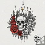 Candle flame revealing shadow face, ink illus… – tattoo sketch (№1752519288_0, 14.07.2025 18:54) — tattoovalue.net
