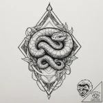 Hollow serpent crowned in bone, tattoo sketch… – tattoo sketch (№1752519719_0, 14.07.2025 19:01) — tattoovalue.net