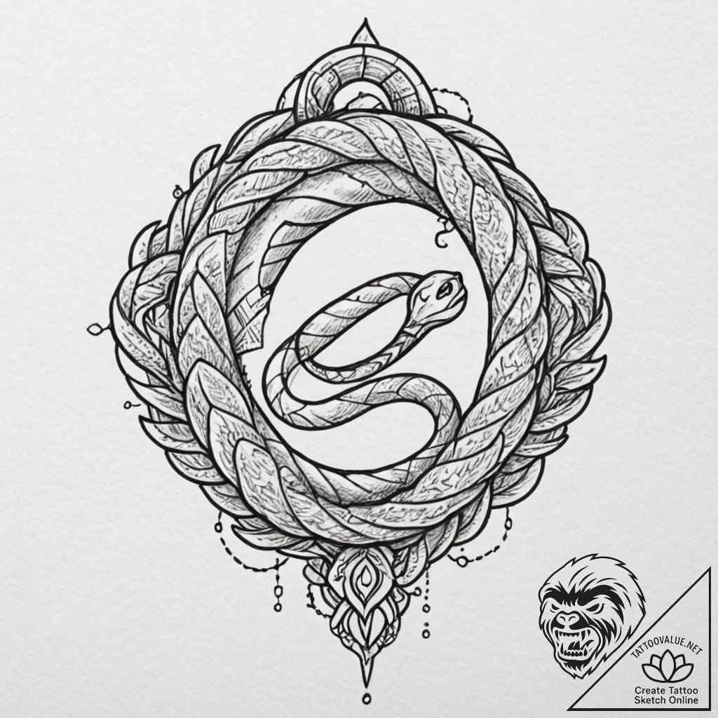 Ivory serpent weaving starlight, concept art... - tattoo sketch (№1752520060_0, 14.07.2025 19:07) — tattoovalue.net