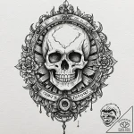Grimoire with a lock shaped like a skull, tat… – tattoo sketch (№1752520146_0, 14.07.2025 19:09) — tattoovalue.net