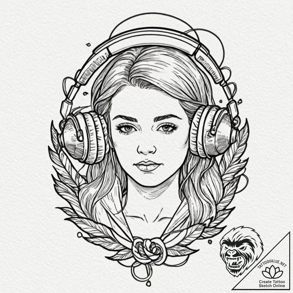 Headphones, tattoo flash sheet design, old sc... - tattoo sketch (№1752520232_0, 14.07.2025 19:10) — tattoovalue.net