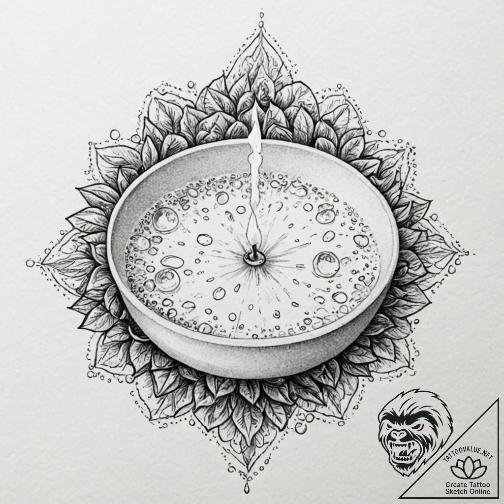 A whimsical bubble bath with flower petals an... - tattoo sketch (№1752520661_0, 14.07.2025 19:17) — tattoovalue.net