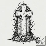 A detailed broken gravestone, forgotten,, con… – tattoo sketch (№1752520833_0, 14.07.2025 19:20) — tattoovalue.net