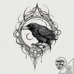 Atomic raven with electric eyes, tattoo sketc… – tattoo sketch (№1752520920_0, 14.07.2025 19:22) — tattoovalue.net