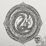 Knotwork serpent around celestial bloom, tatt… – tattoo sketch (№1752521005_0, 14.07.2025 19:23) — tattoovalue.net