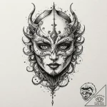 Clawed mask with empty eyes, tattoo line art,… – tattoo sketch (№1752521176_0, 14.07.2025 19:26) — tattoovalue.net