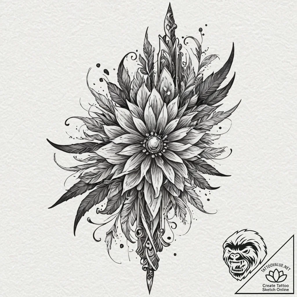 Obsidian blade forged in frost, tattoo sketch... - tattoo sketch (№1752521520_0, 14.07.2025 19:32) — tattoovalue.net