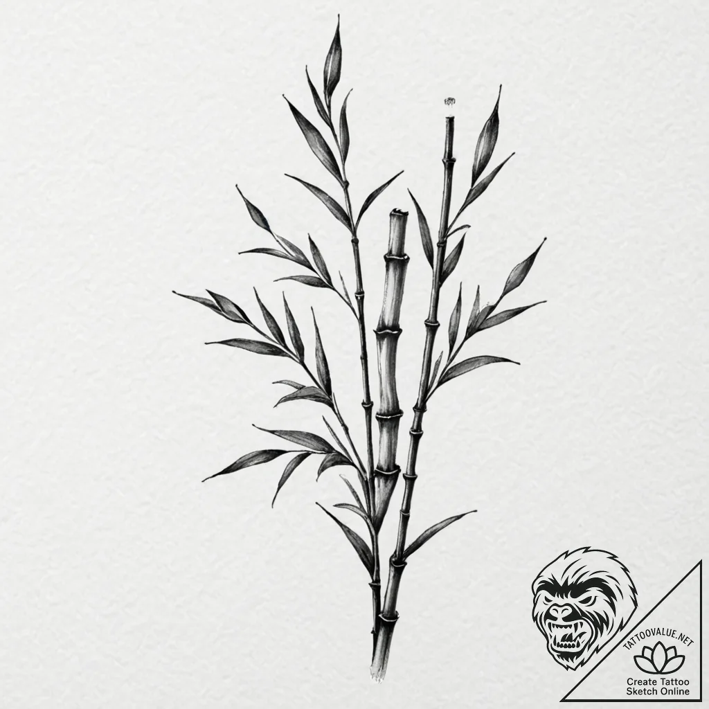 Bamboo, tattoo flash sheet design, realistic... - tattoo sketch (№1752521602_0, 14.07.2025 19:33) — tattoovalue.net