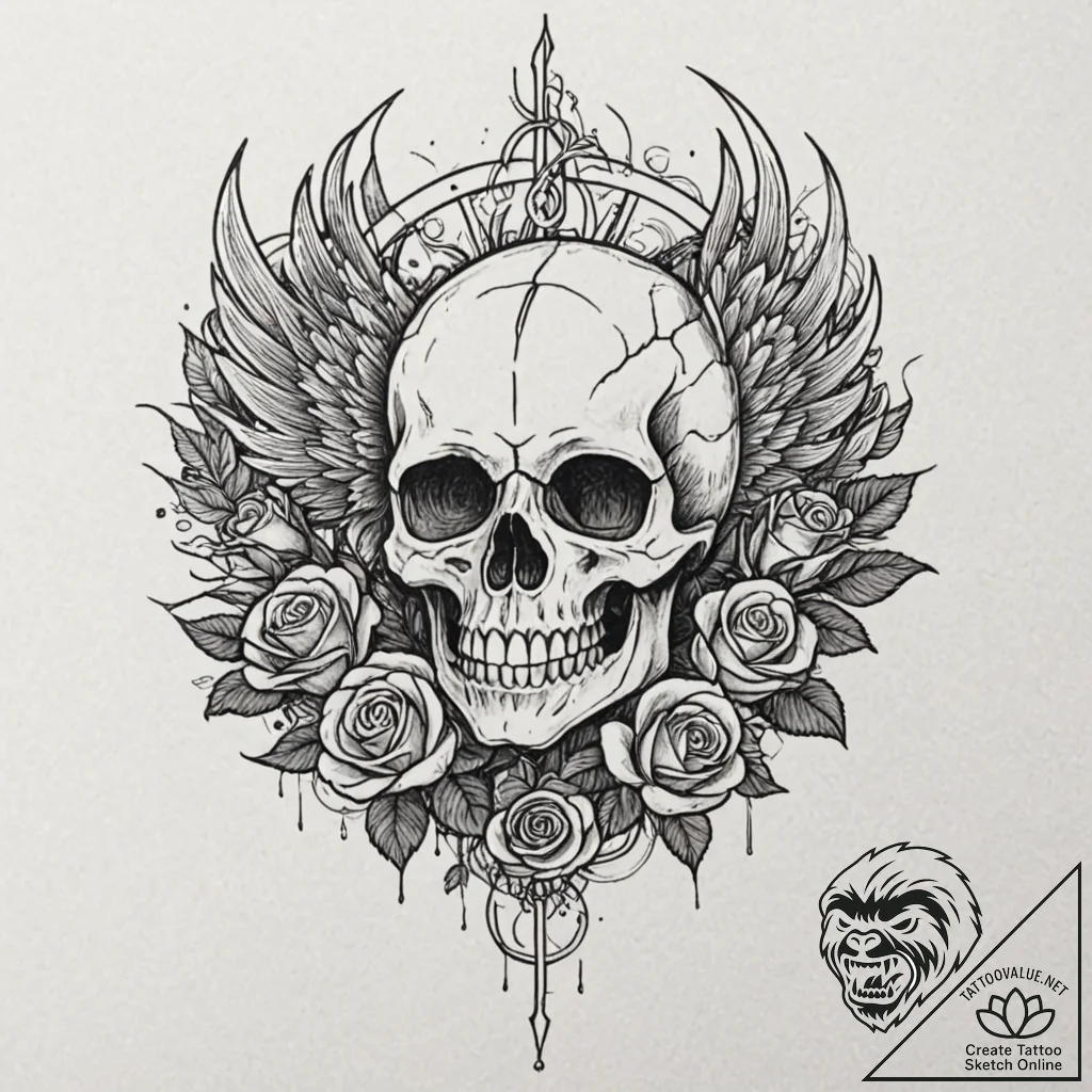 Molten wings tearing veil, tattoo sketch desi... - tattoo sketch (№1752521766_0, 14.07.2025 19:36) — tattoovalue.net