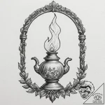 Oil lamp beneath cracked arch, tattoo sketch… – tattoo sketch (№1752521850_0, 14.07.2025 19:37) — tattoovalue.net