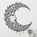 Iron relic beneath shattered moon, tattoo dra… – tattoo sketch (№1752522710_0, 14.07.2025 19:51) — tattoovalue.net