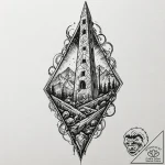 Obelisk rising from bone field, tattoo flash… – tattoo sketch (№1752523284_0, 14.07.2025 20:01) — tattoovalue.net