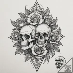 Emerald blade through shattered rose, tattoo… – tattoo sketch (№1752523362_0, 14.07.2025 20:02) — tattoovalue.net