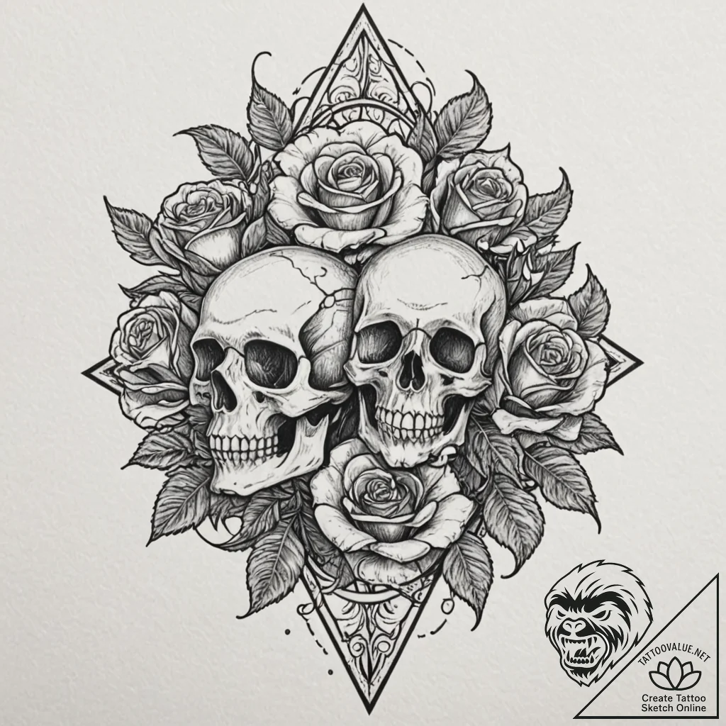 Emerald blade through shattered rose, tattoo... - tattoo sketch (№1752523362_0, 14.07.2025 20:02) — tattoovalue.net